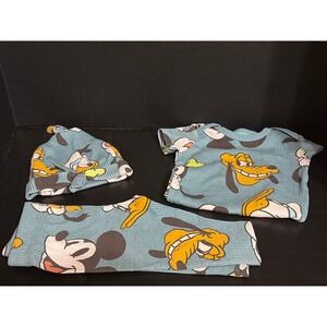 Disney Mickey Mouse Donald Duck Goofy Ribbed 3 Piece Baby Set Blue Bodysuit Hat